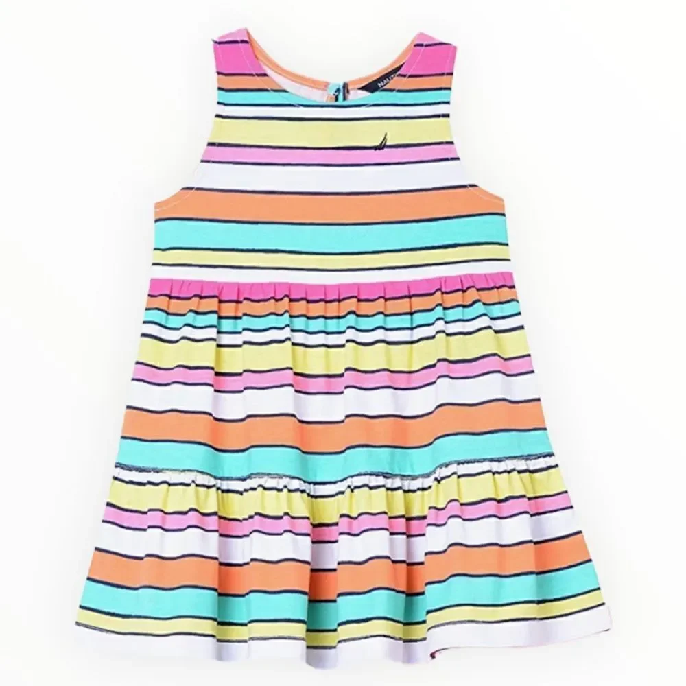 NAUTICA Kids Pink Patterned Sleeveless Dress with Bloomers NWT Size 12M